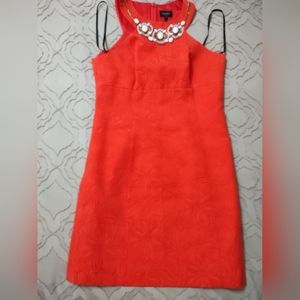 Laundry by Shelli Segal red/orange jacquard beaded dress size 10